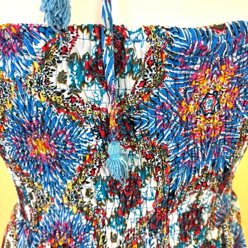 Blue Floral Strapless Maxi Dress - Picture 9 of 13